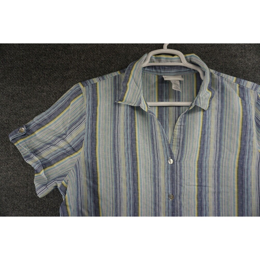 Alfred Dunner Shirt Womens XL Button Up Short Sleeve Striped